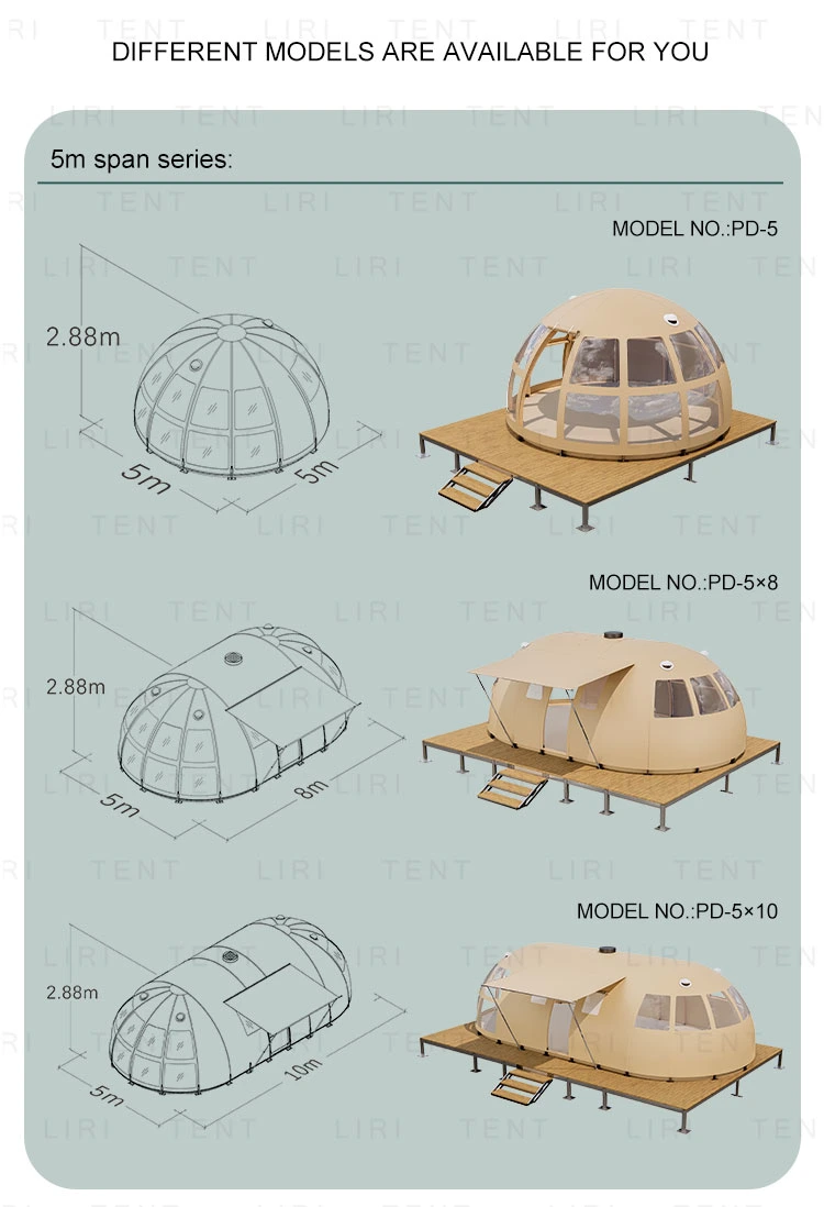 Luxury Wooden Frame Panorama Dome Camp Famliy Glamping Tent