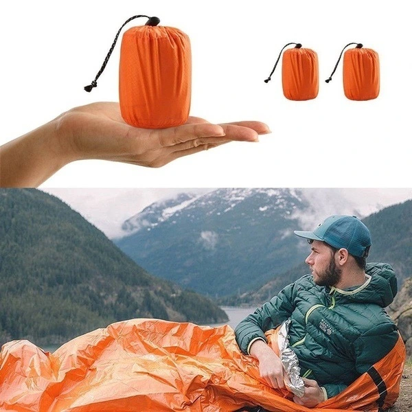 Portable Waterproof Emergency Survival Sleeping Bag Hiking Camping Gear Thermal Bivy Sack First Aid Rescue Kit Mylar Blanket