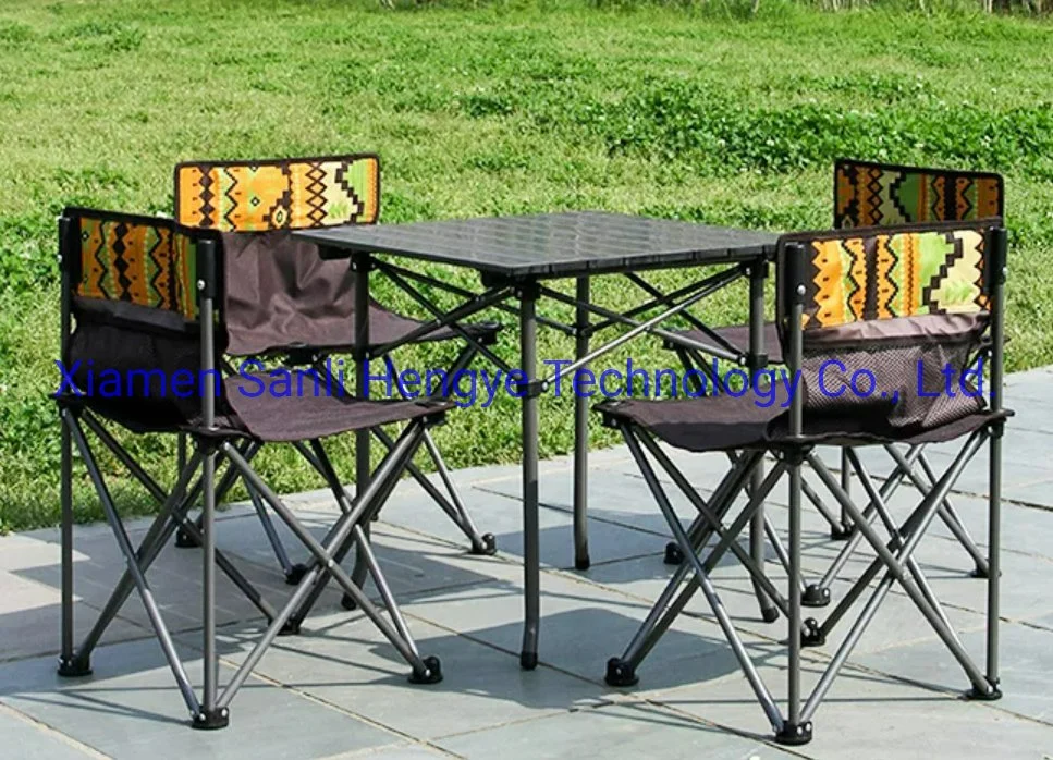 Portable BBQ Wine Pool Coffee Furniture Outdoor Camping Table Dining Bar Eggroll Picnic Table Folding and Chair Set Kamp Masasi