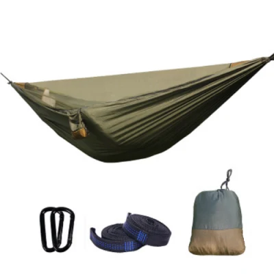 Кемпинговый гамак с москитной сеткой, портативный гамак с ремешком на дереве и пряжкой для путешествий, походный рюкзак Esg16927